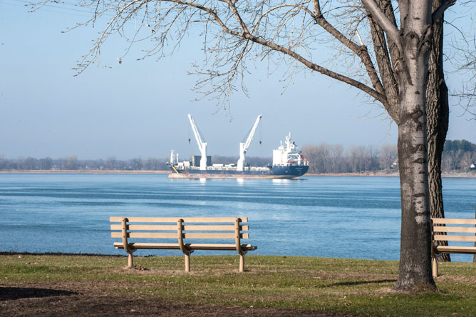  Navire commercial sur le fleuve vu du Parc de la Pointe-aux-Pins