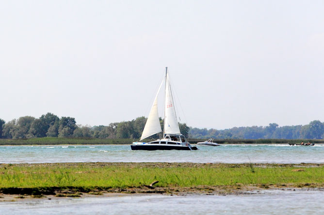 Voilier et autres bateaux de plaisance sur le fleuve Saint-Laurent 