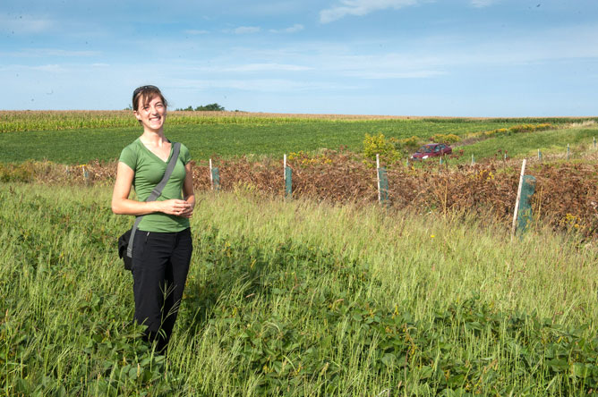 Manon Couture in a field near David-Houle Stream 