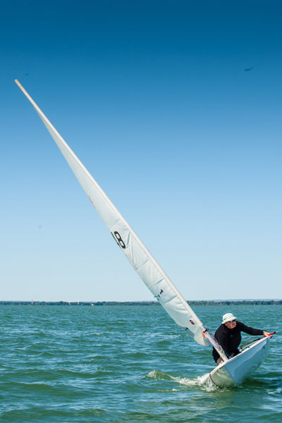 Man on a sailboat on Lake Saint-Pierre