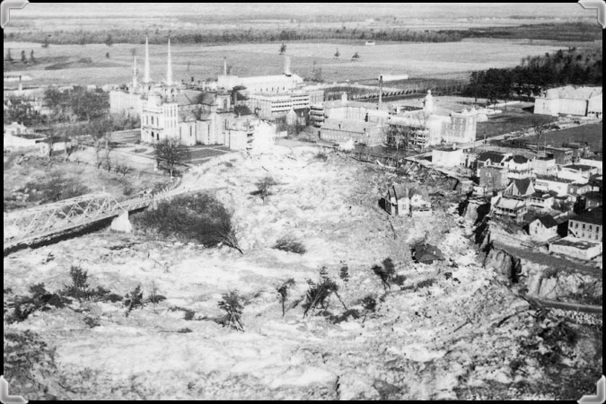 Aerial photograph of the location of the Nicolet landslide of 1955 looking toward the St. Lawrence River
